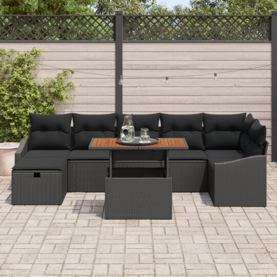 3361366 3 Set de canapele pentru grădină 8 pcs Negru poliratan 3361366 3