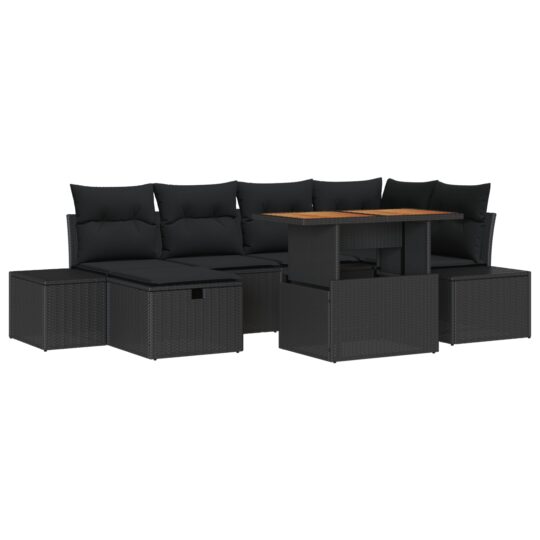 3361387 2 Set de canapele pentru grădină 7 pcs Negru poliratan 3361387 2