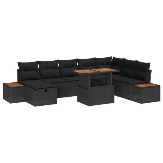 3361420 2 Set de canapele pentru grădină 9 pcs Negru poliratan 3361420 2