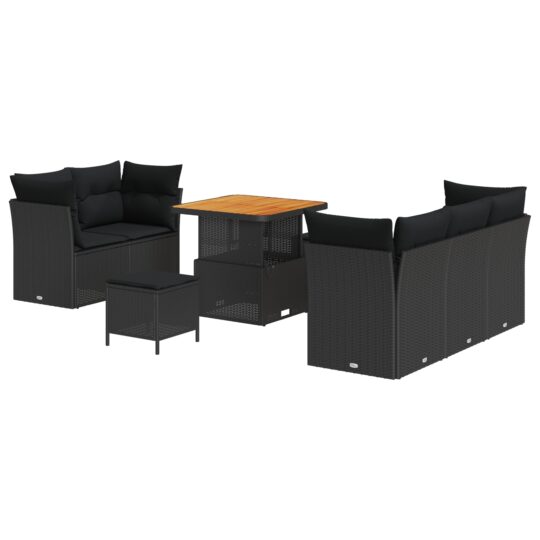 Alternative view of Set de canapele pentru grădină 8 pcs Negru poliratan