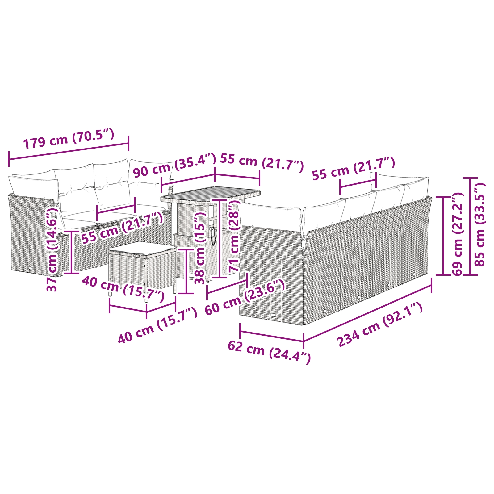 3361450 9 Set de canapele pentru grădină 10 pcs Negru poliratan Set de canapele pentru grădină 10 pcs Negru poliratan - imagine 9