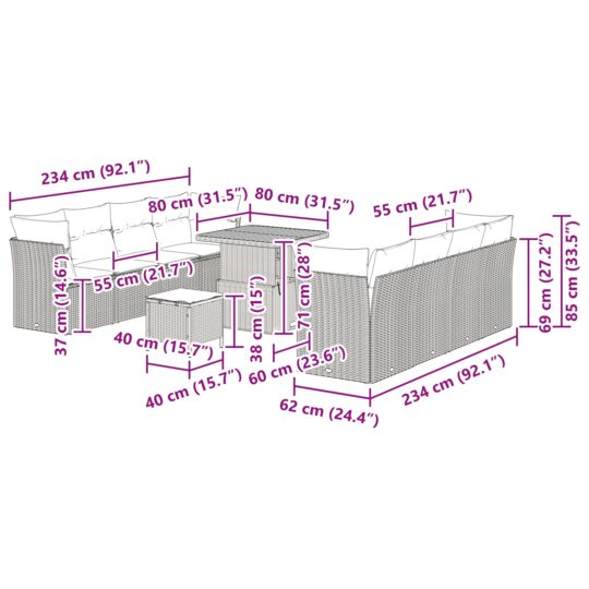 3361458 9 Set de canapele pentru grădină 11 pcs Gri poliratan 3361458 9
