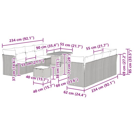 3361461 9 Set de canapele pentru grădină 11 pcs Bej poliratan 3361461 9