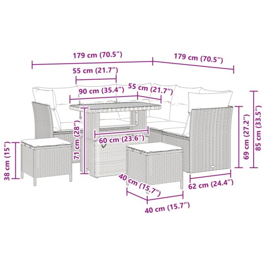 3361486 9 Set de canapele pentru grădină 8 pcs Bej poliratan 3361486 9