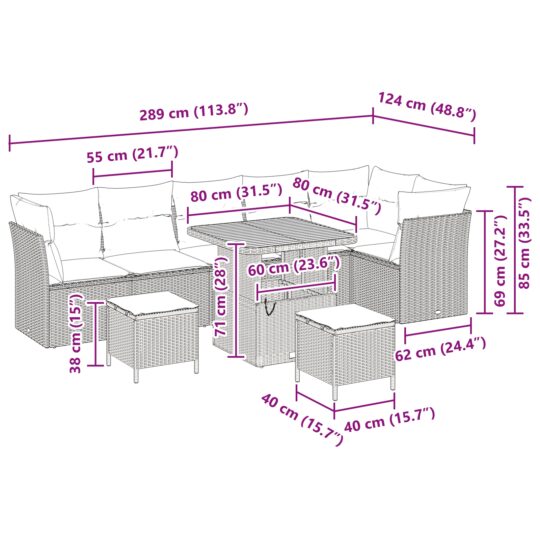 3361499 9 Set de canapele pentru grădină 9 pcs Negru poliratan 3361499 9