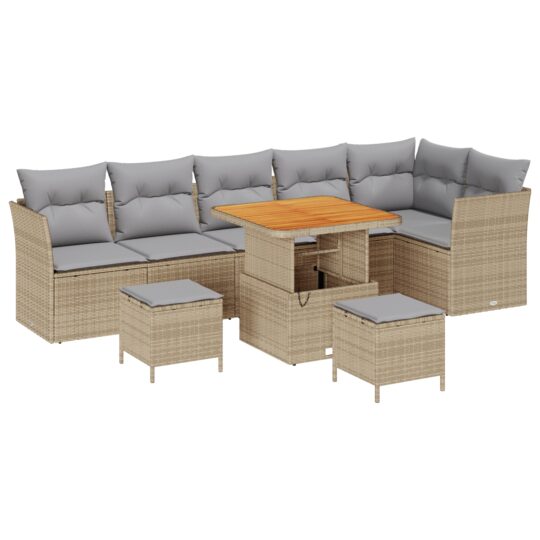 Alternative view of Set de canapele pentru grădină 9 pcs Bej poliratan