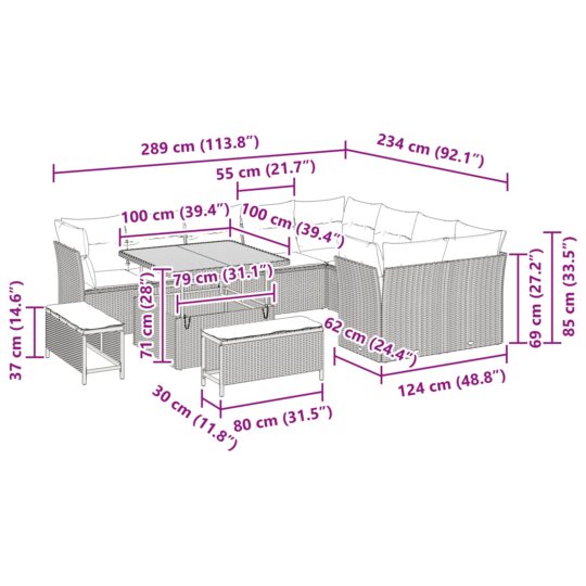 3361518 9 Set de canapele pentru grădină 12 pcs Gri poliratan 3361518 9