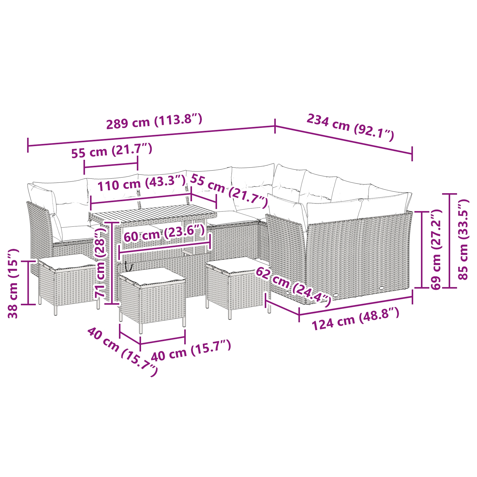 3361531 9 Set de canapele pentru grădină 13 pcs Bej poliratan Set de canapele pentru grădină 13 pcs Bej poliratan - imagine 9