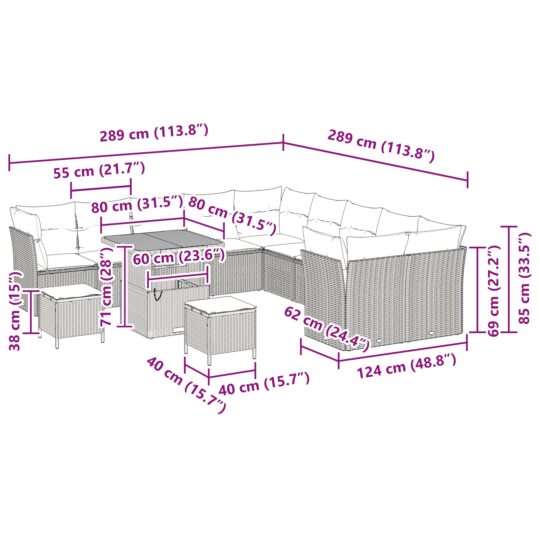 3361542 9 Set de canapele pentru grădină 13 pcs Bej poliratan 3361542 9