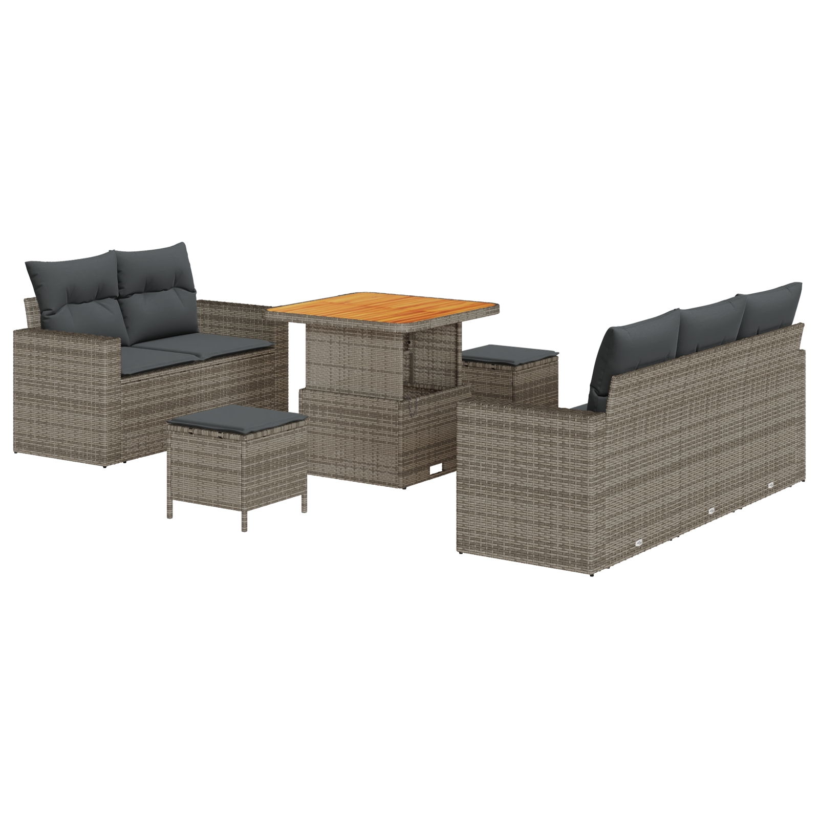 3361558 2 Set de canapele pentru grădină 8 pcs Gri poliratan Set de canapele pentru grădină 8 pcs Gri poliratan - imagine 2