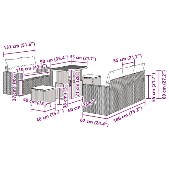 3361561 9 Set de canapele pentru grădină 8 pcs Bej poliratan 3361561 9