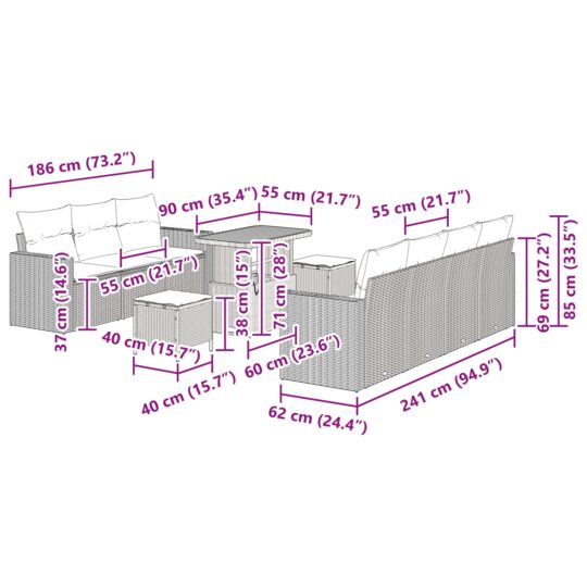3361579 9 Set de canapele pentru grădină 10 pcs Negru poliratan 3361579 9