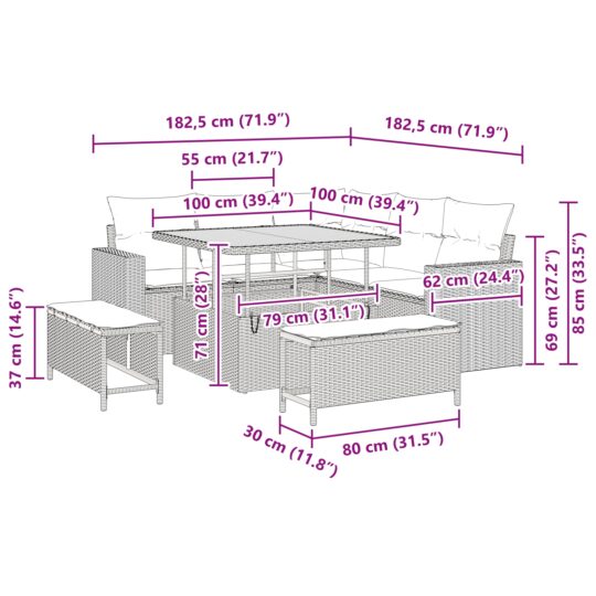 3361606 10 Set de canapele pentru grădină 8 pcs Bej poliratan 3361606 10