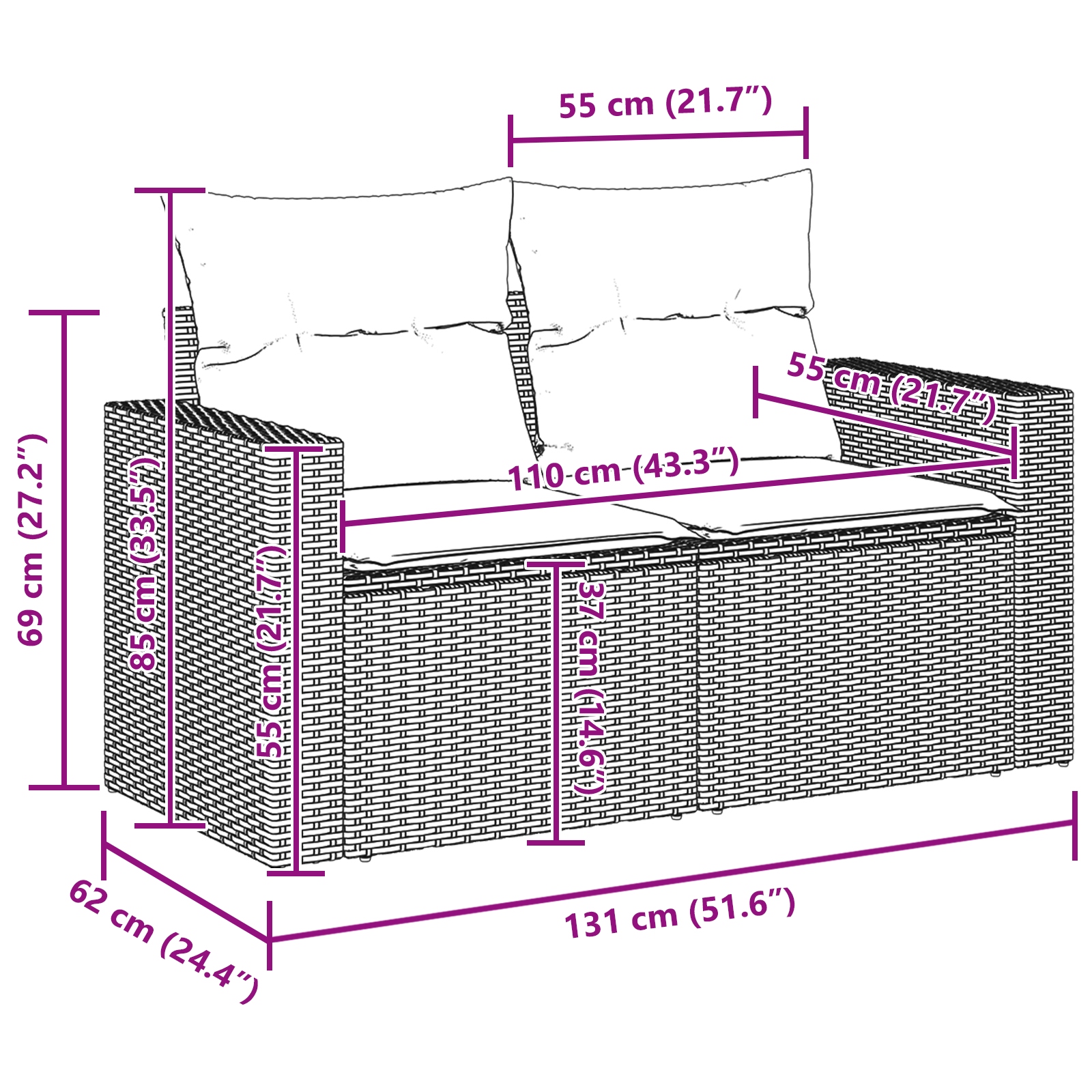 3361646 11 Set de canapele pentru grădină 12 pcs Bej poliratan Set de canapele pentru grădină 12 pcs Bej poliratan - imagine 11