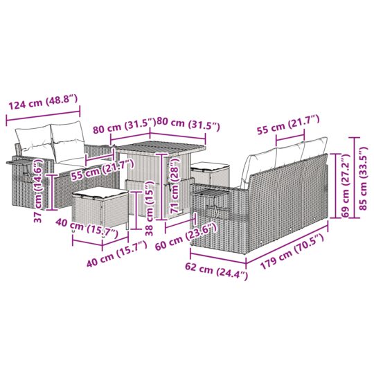 3361686 13 Set de canapele pentru grădină 8 pcs Bej poliratan 3361686 13