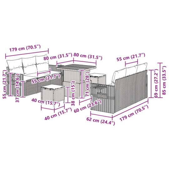 3361694 13 Set de canapele pentru grădină 9 pcs Negru poliratan 3361694 13