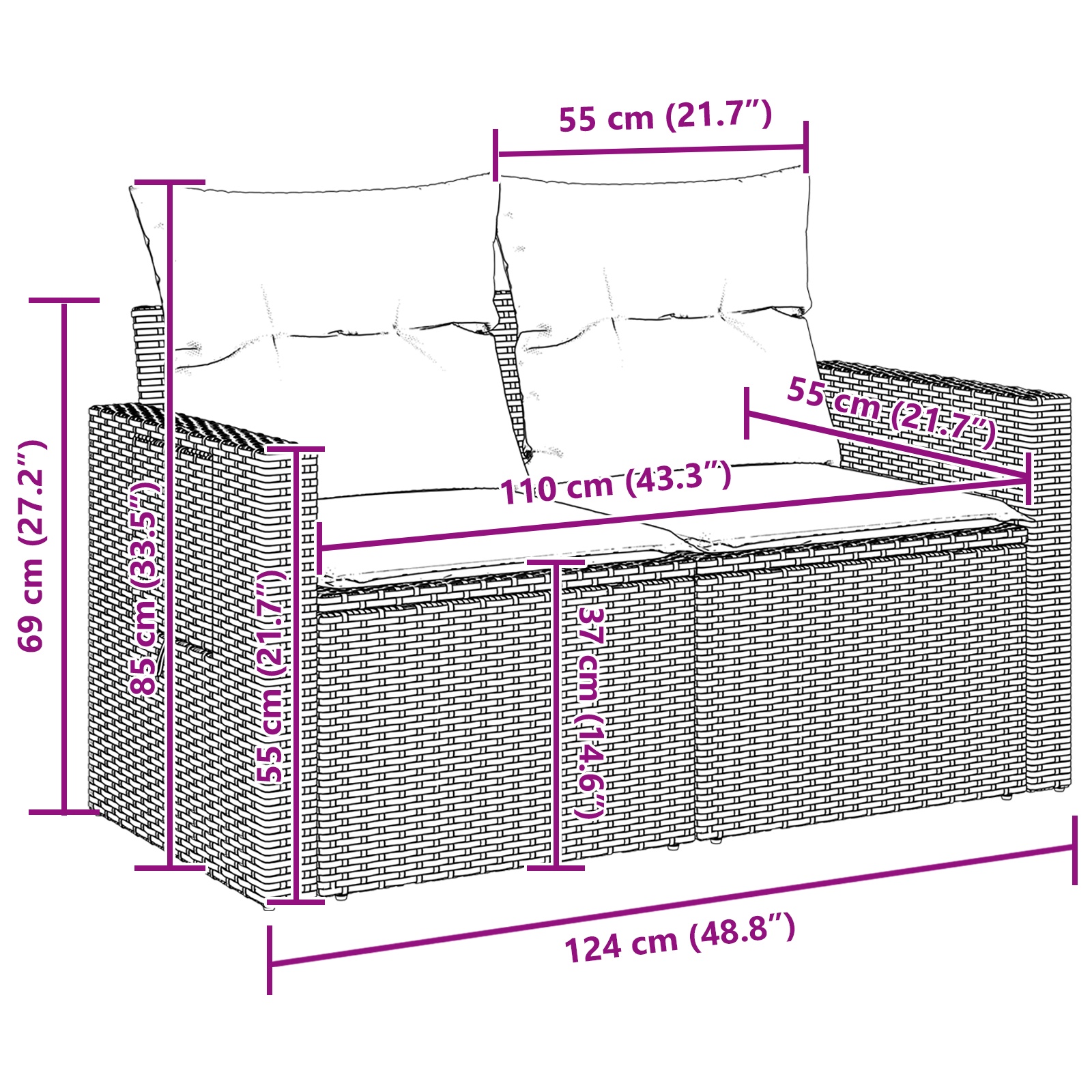 3361726 13 Set de canapele pentru grădină 11 pcs Bej Rattan poli Set de canapele pentru grădină 11 pcs Bej Rattan poli - imagine 13