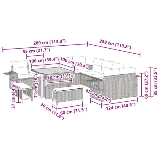 3361796 13 Set de canapele pentru grădină 13 pcs Bej poliratan 3361796 13
