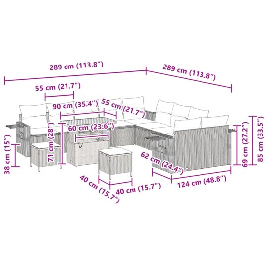 3361806 13 Set de canapele pentru grădină 13 pcs Bej poliratan 3361806 13