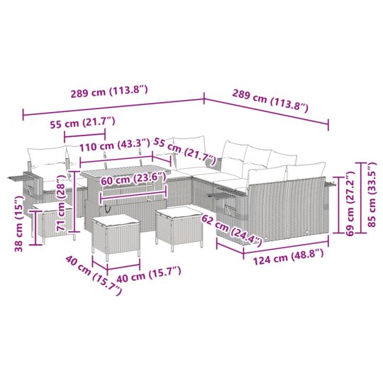 3361813 13 Set de canapele pentru grădină 14 pcs Gri poliratan 3361813 13