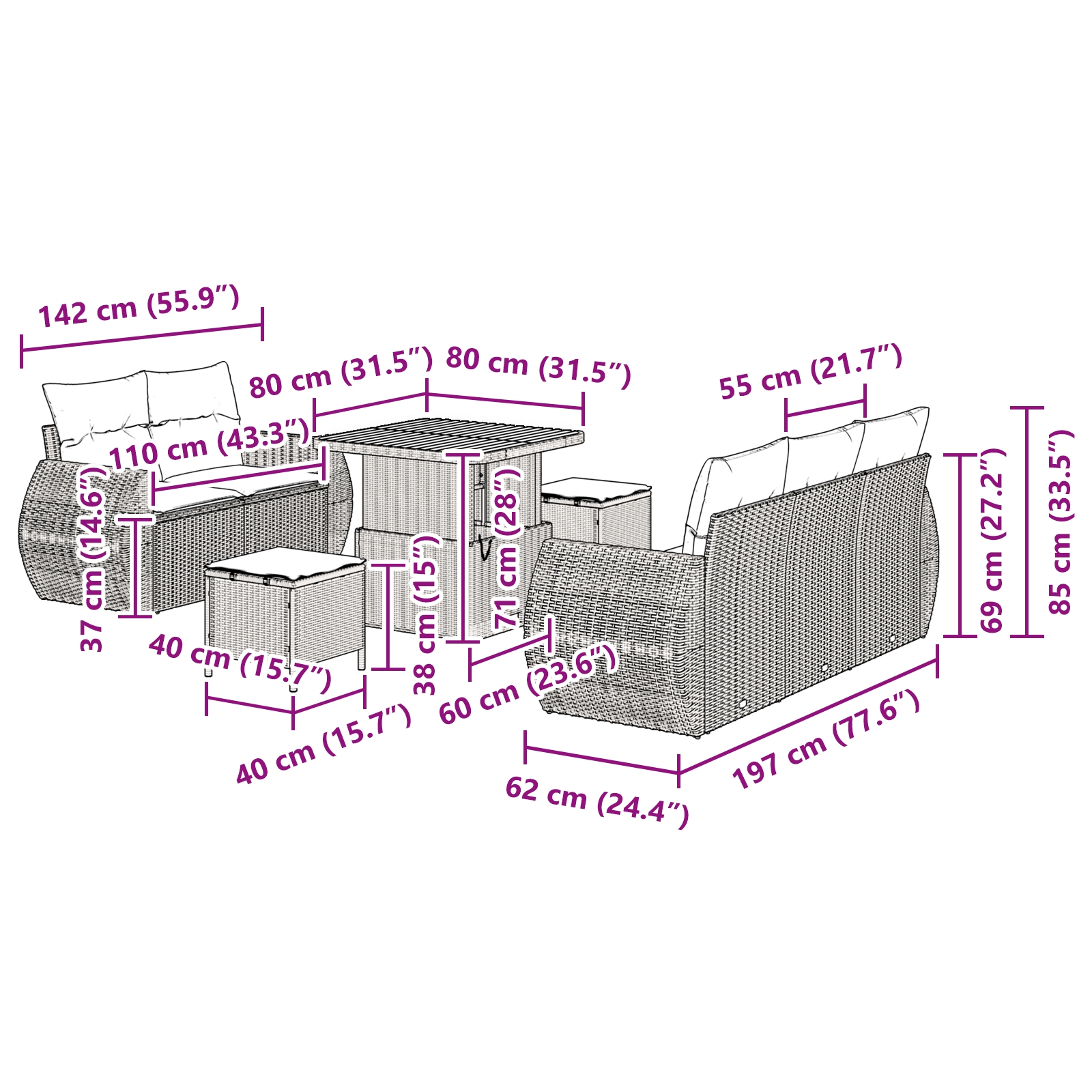3361816 12 Set de canapele pentru grădină 8 pcs Bej poliratan Set de canapele pentru grădină 8 pcs Bej poliratan - imagine 12