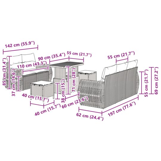 3361820 12 Set de canapele pentru grădină 8 pcs Negru poliratan 3361820 12