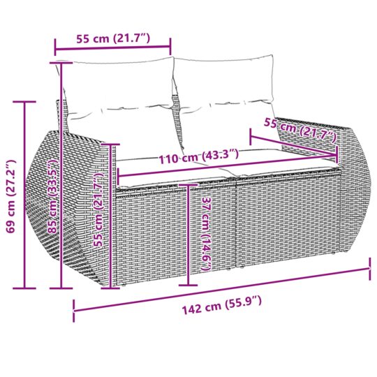 3361881 12 Set de canapele pentru grădină 9 pcs Bej poliratan 3361881 12