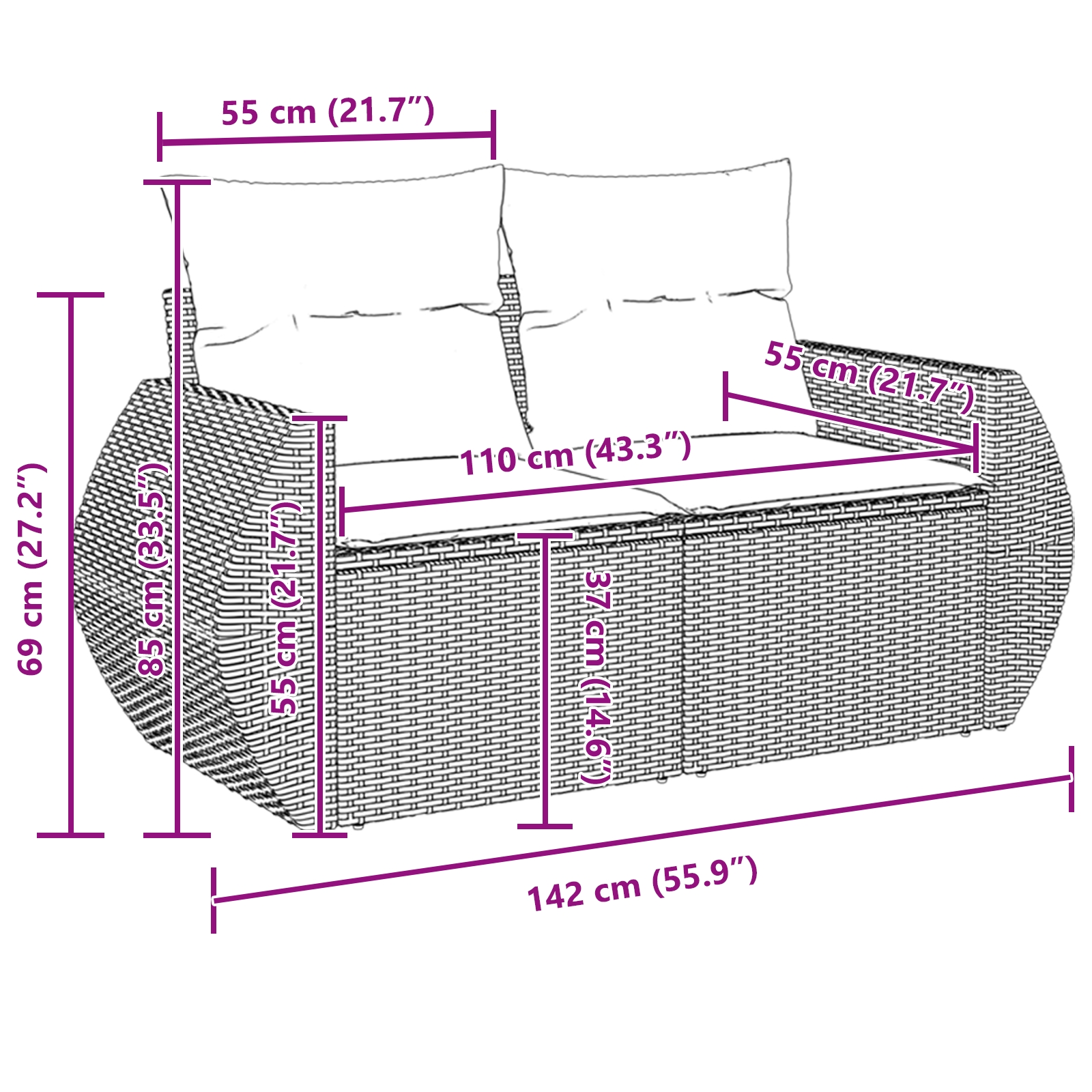 3361906 12 Set de canapele pentru grădină 12 pcs Bej poliratan Set de canapele pentru grădină 12 pcs Bej poliratan - imagine 12