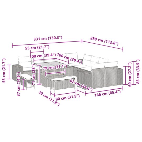 3362056 12 Set de canapele pentru grădină 13 pcs Bej poliratan 3362056 12