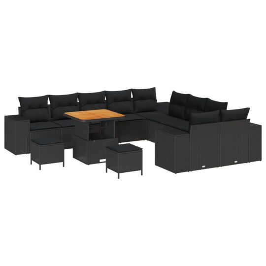 Alternative view of Set de canapele pentru grădină 13 pcs Negru poliratan
