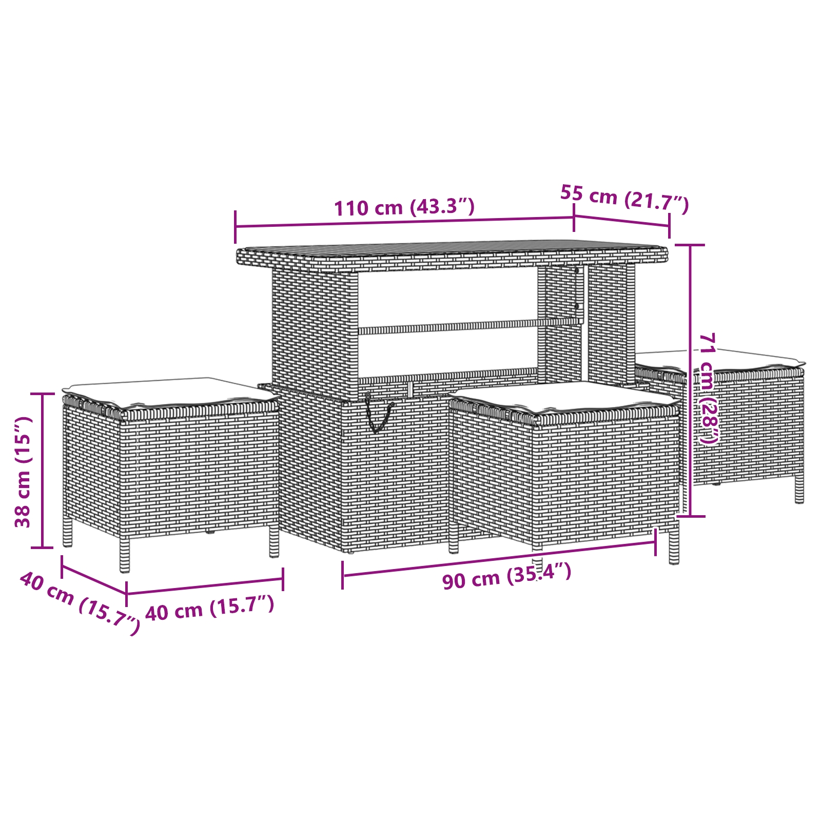 3362069 9 Set de canapele pentru grădină 14 pcs Negru poliratan Set de canapele pentru grădină 14 pcs Negru poliratan - imagine 9
