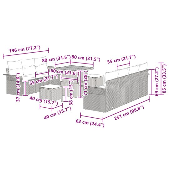 3362094 12 Set de canapele pentru grădină 10 pcs Negru poliratan 3362094 12