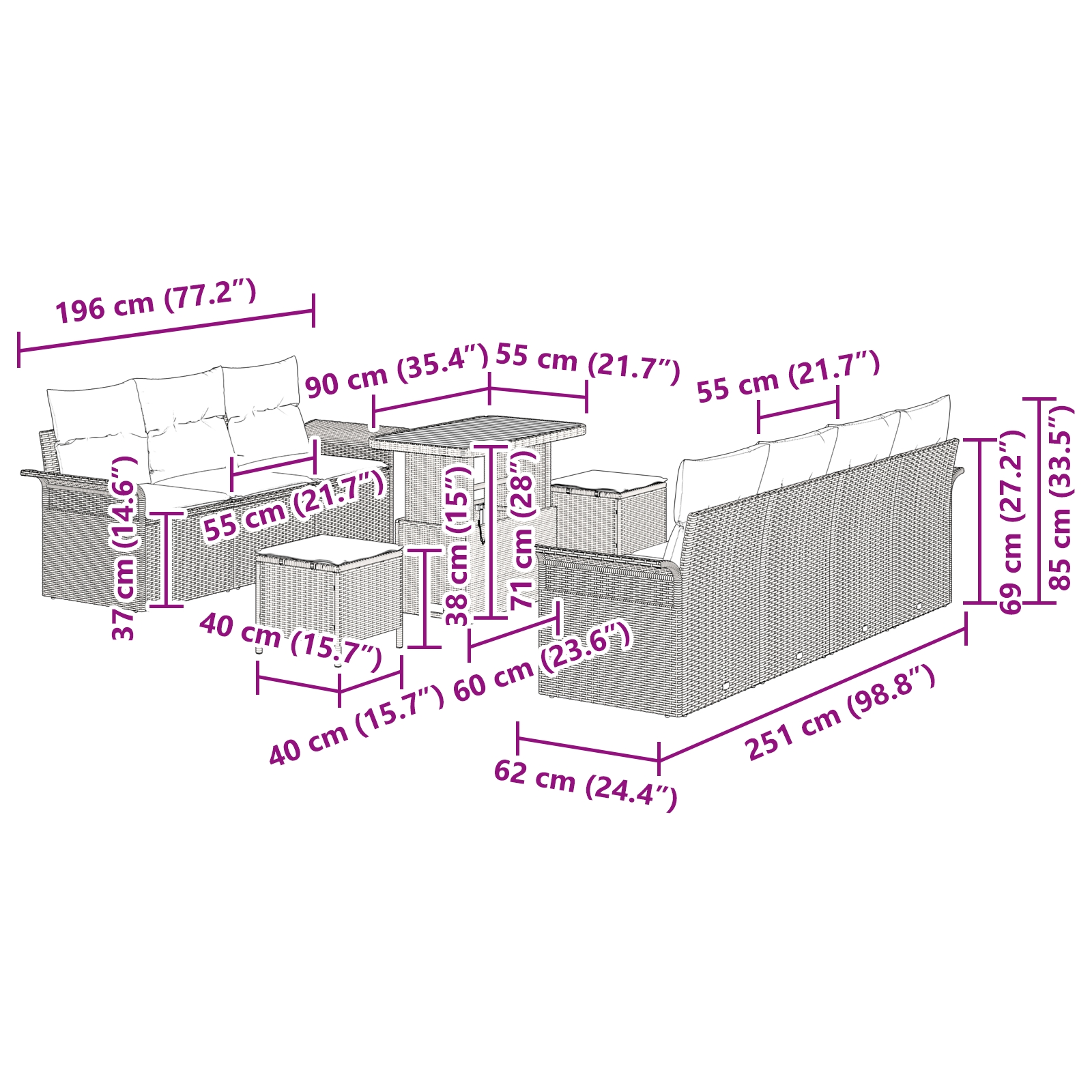 3362101 12 Set de canapele pentru grădină 10 pcs Bej poliratan Set de canapele pentru grădină 10 pcs Bej poliratan - imagine 12