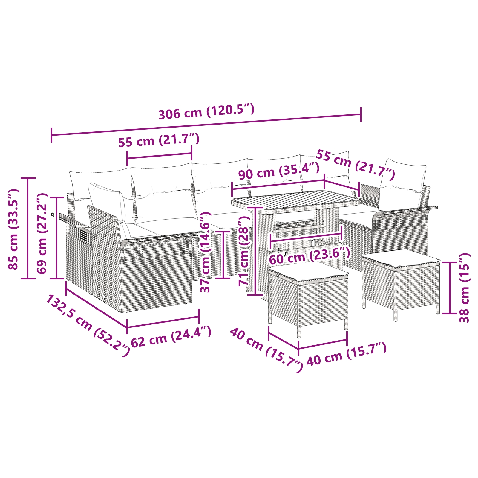 3362121 12 Set de canapele pentru grădină 10 pcs Bej poliratan Set de canapele pentru grădină 10 pcs Bej poliratan - imagine 12