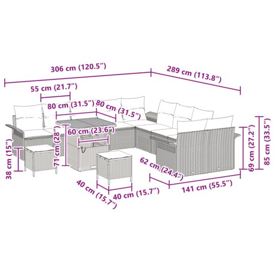3362189 12 Set de canapele pentru grădină 13 pcs Negru poliratan 3362189 12
