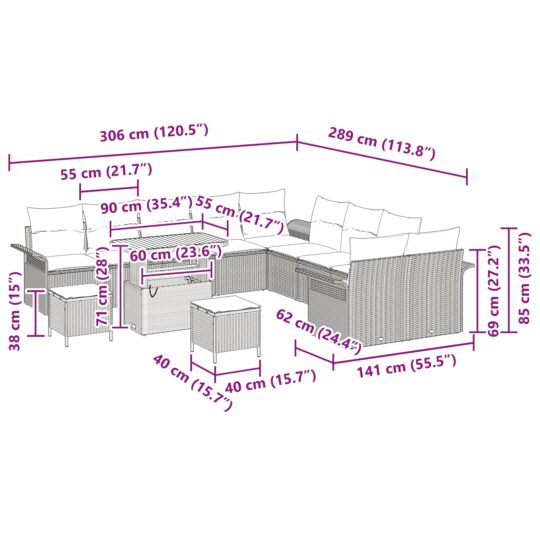 3362196 12 Set de canapele pentru grădină 13 pcs Bej poliratan 3362196 12