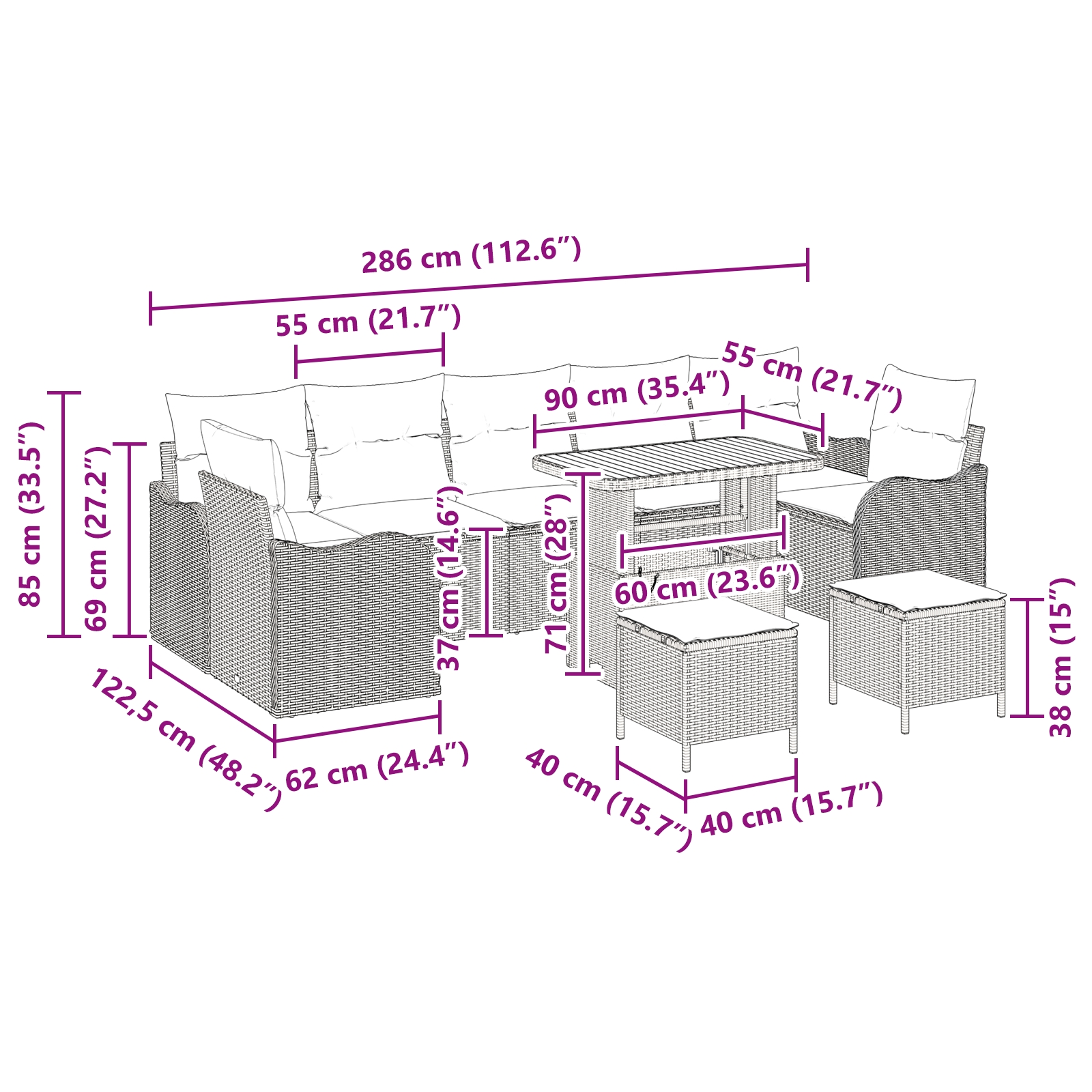 3362250 12 Set de canapele pentru grădină 10 pcs Negru poliratan Set de canapele pentru grădină 10 pcs Negru poliratan - imagine 12