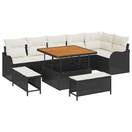 3362275 2 Set de canapele pentru grădină 9 pcs Negru poliratan 3362275 2