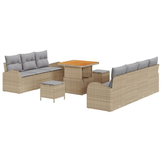 3362357 2 Set de canapele pentru grădină cu pernă 10 pcs Bej Rattan poli 3362357 2