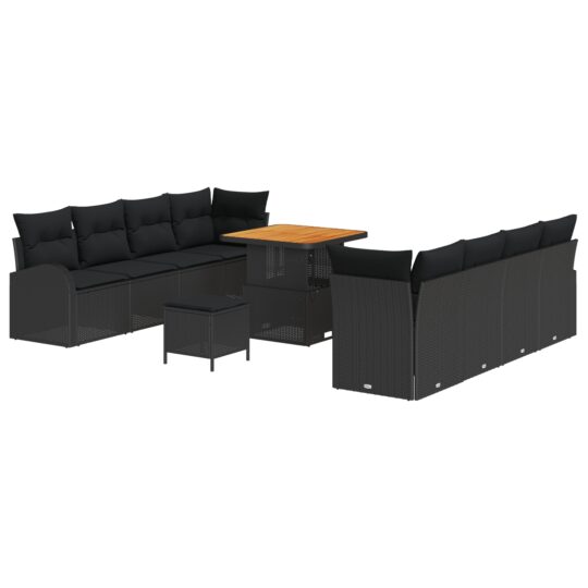 Alternative view of Set de canapele pentru grădină 11 pcs Negru Rattan poli