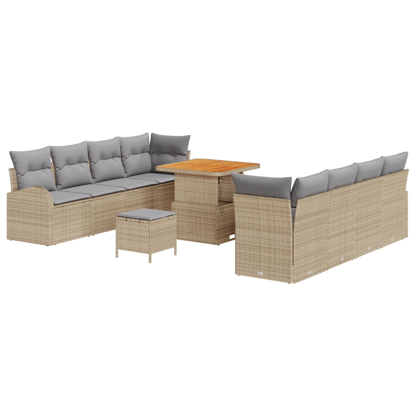 3362367 2 Set de canapele pentru grădină cu pernă 11 pcs Bej Rattan poli Set de canapele pentru grădină cu pernă 11 pcs Bej Rattan poli - imagine 2