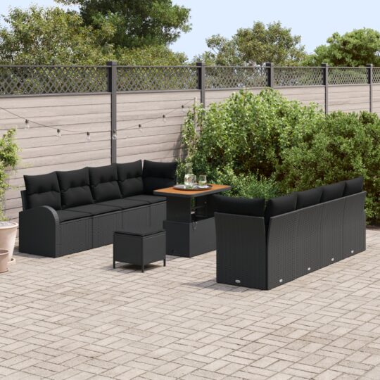 3362369 3 Set de canapele pentru grădină 11 pcs Negru Rattan poli 3362369 3