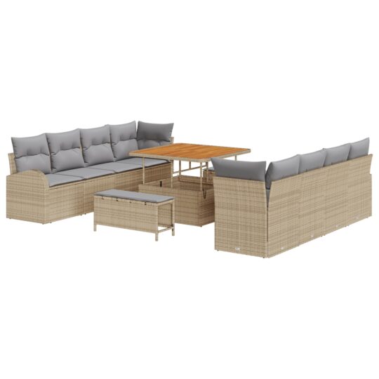 3362377 2 Set de canapele pentru grădină cu pernă 11 pcs Bej Rattan poli 3362377 2