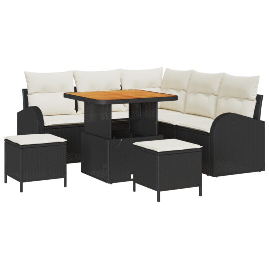 Alternative view of Set de canapele pentru grădină cu pernă 8 pcs Negru Rattan poli