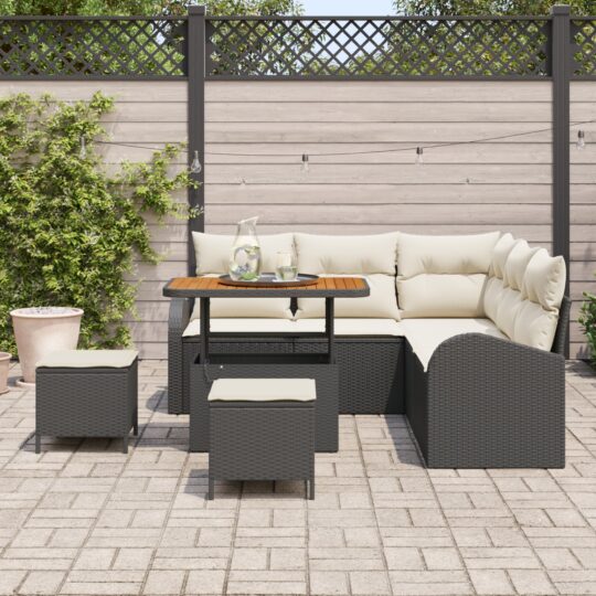 3362395 3 Set de canapele pentru grădină cu pernă 8 pcs Negru Rattan poli 3362395 3