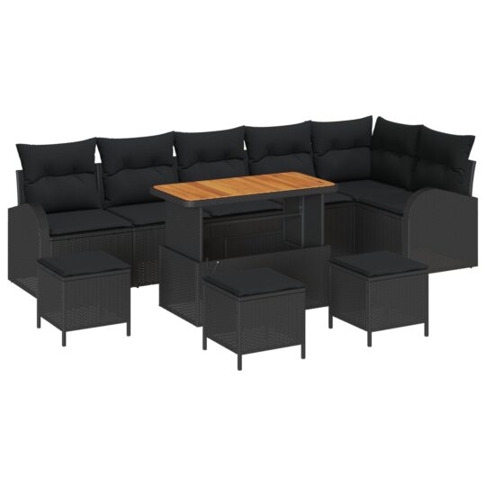 Alternative view of Set de canapele pentru grădină 10 pcs Negru Rattan poli