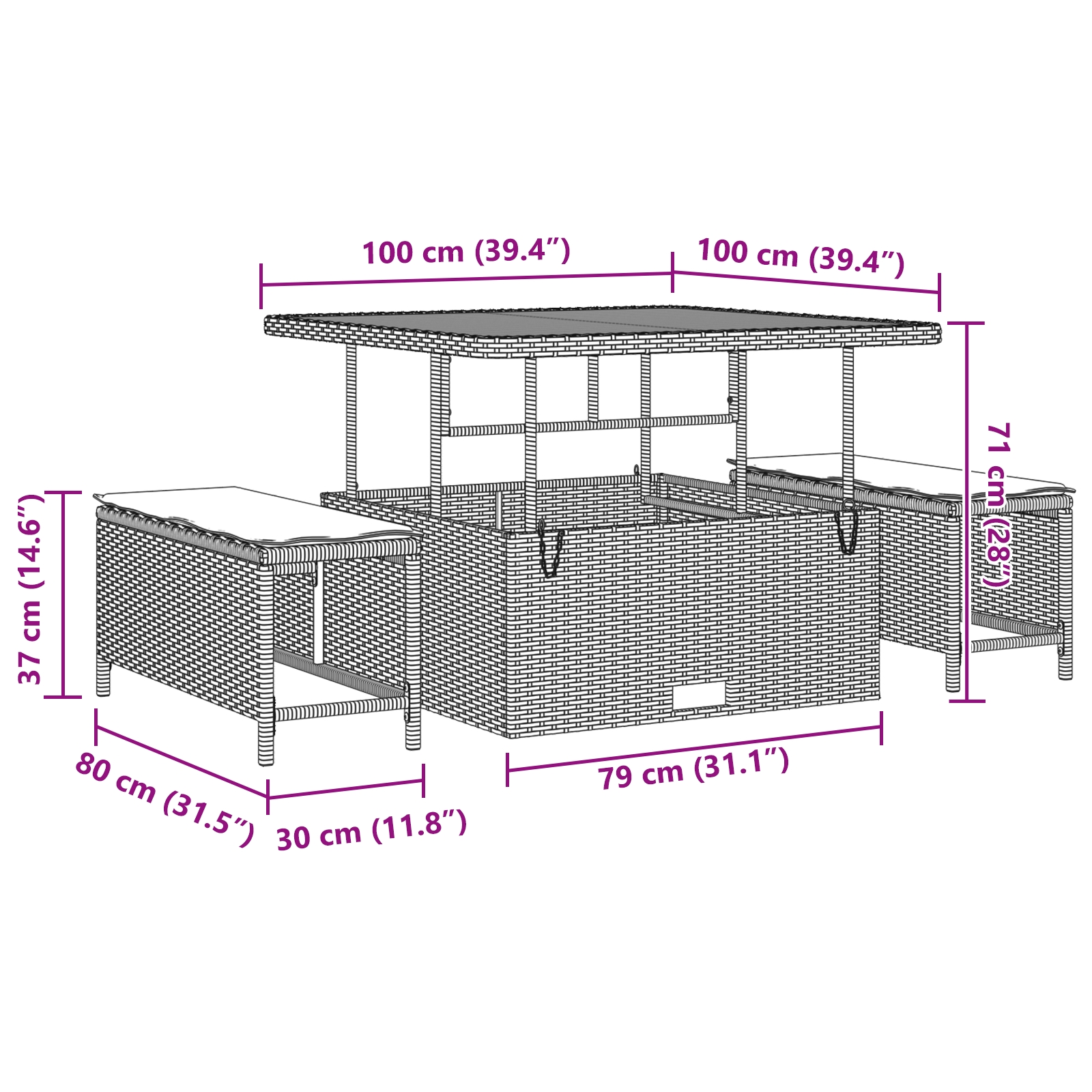 3362428 13 Set de canapele pentru grădină cu pernă 12 pcs Gri Rattan poli Set de canapele pentru grădină cu pernă 12 pcs Gri Rattan poli - imagine 13
