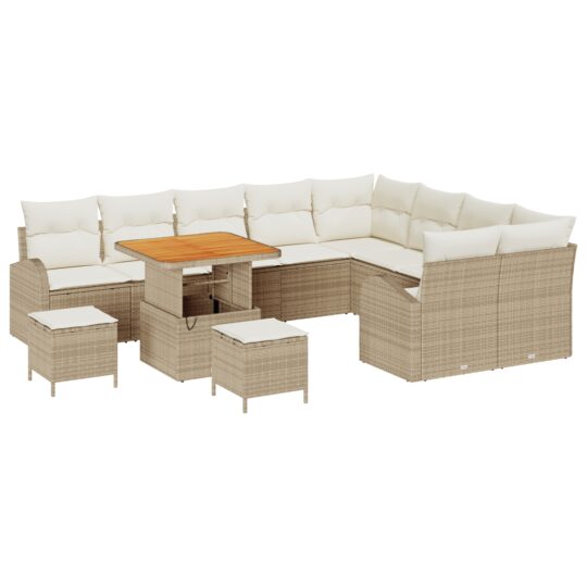 3362431 2 Set de canapele pentru grădină cu pernă 12 pcs Bej Rattan poli 3362431 2