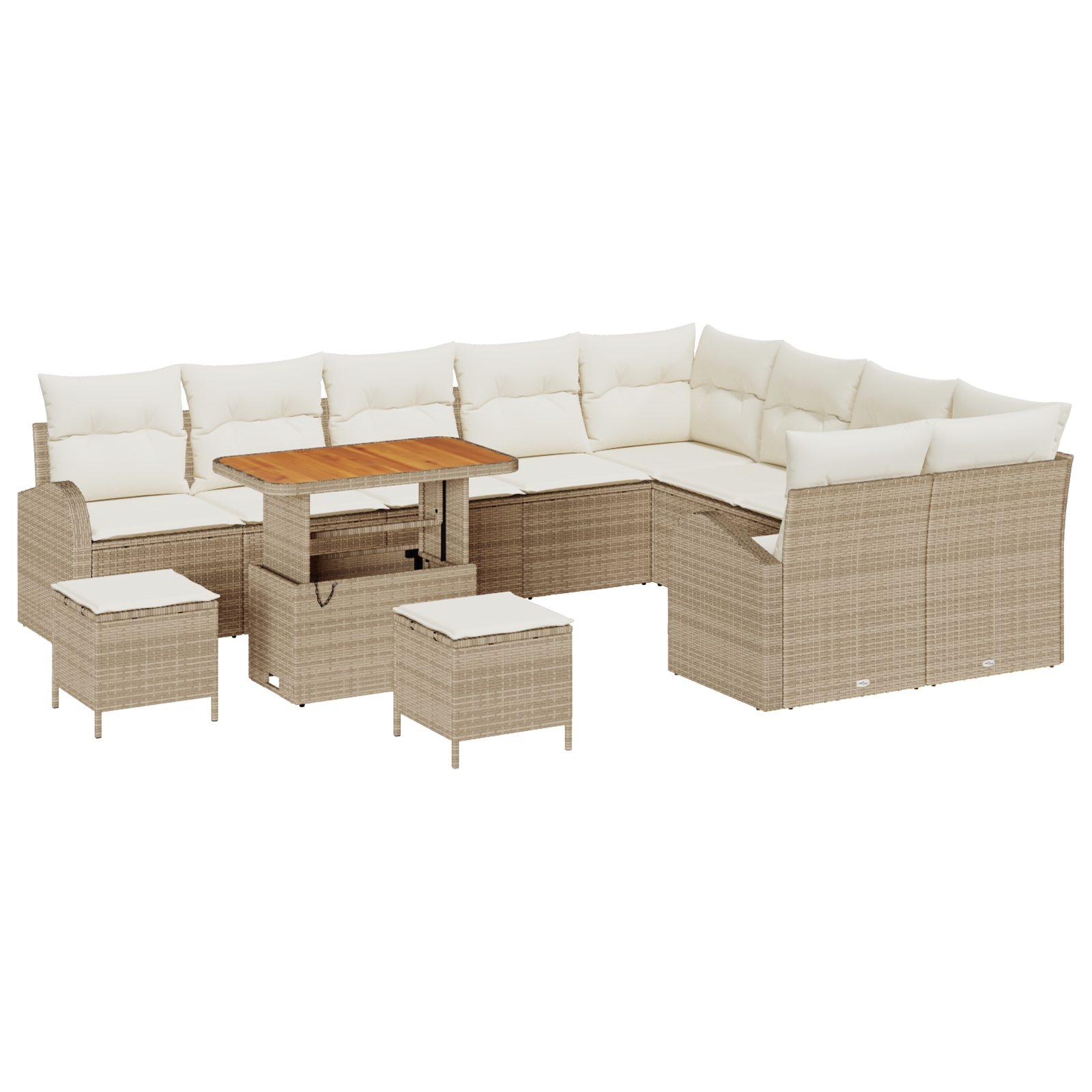3362436 2 Set de canapele pentru grădină cu pernă 12 pcs Bej Rattan poli Set de canapele pentru grădină cu pernă 12 pcs Bej Rattan poli - imagine 2