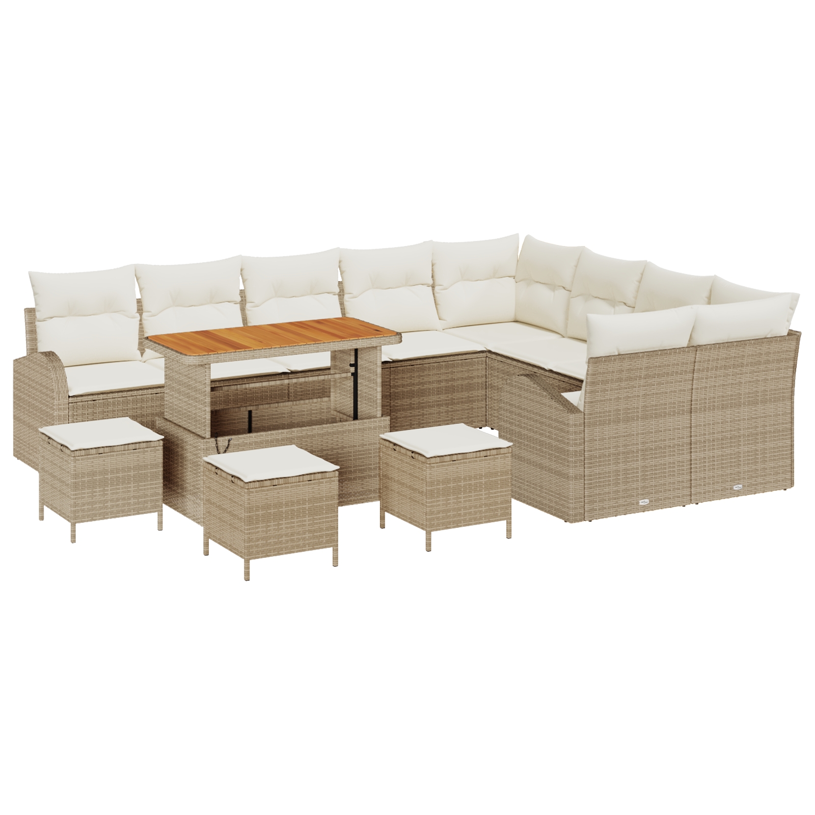 3362441 2 Set de canapele pentru grădină cu pernă 13 pcs Bej Rattan poli Set de canapele pentru grădină cu pernă 13 pcs Bej Rattan poli - imagine 2
